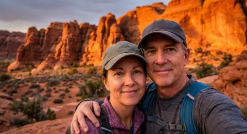 Before: a couple posing together in a photo
